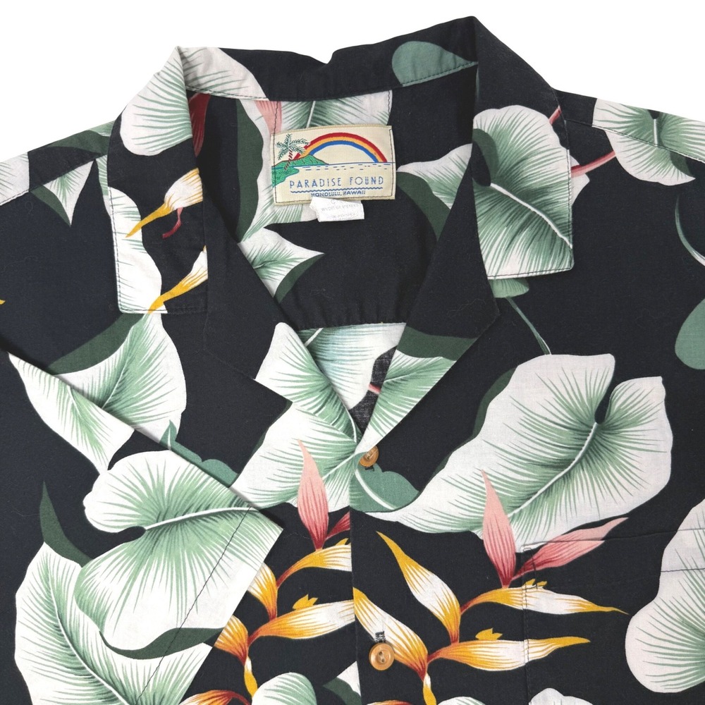 Paradise Found Hawaiian Shirt Mens Large Cotton Bird of Paradise Made in USA